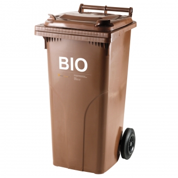 Pojemnik kubeł na BIO odpadki i śmieci spożywcze ATESTY - brązowy 120L BIO